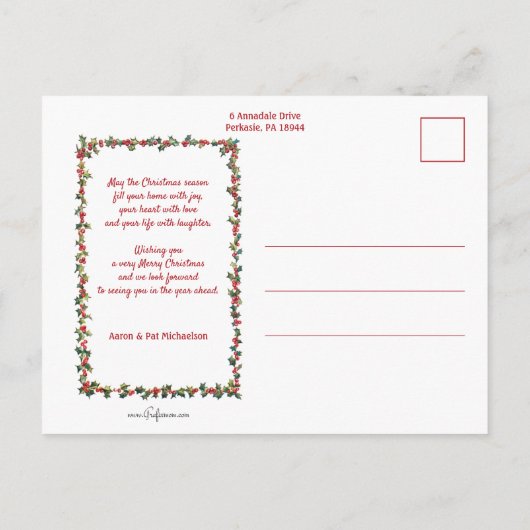 かわいいヴィンテージの子どもと雪だるま ポストカード (裏面)