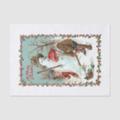 かわいいヴィンテージの子どもと雪だるま 薄葉紙 (正面)