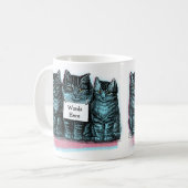 かわいいヴィンテージの子ネコのマグに猫の名前か単語を加えて下さい コーヒーマグカップ (正面左)