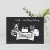 かわいいヴィンテージの子ネコの第80誕生会 招待状 (スタンド正面)