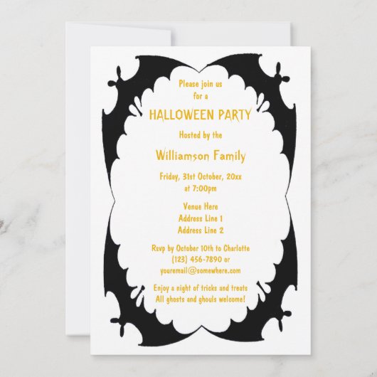 かわいいヴィンテージの子供のハローウィンパーティ 招待状 (裏面)