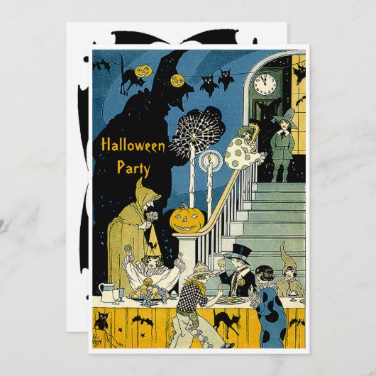かわいいヴィンテージの子供のハローウィンパーティ 招待状 (正面/裏面)