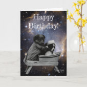 かわいいヴィンテージの子犬たち|過去記事 カード (黄色い花)