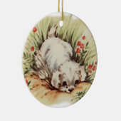 かわいいヴィンテージの子犬 セラミックオーナメント (右)