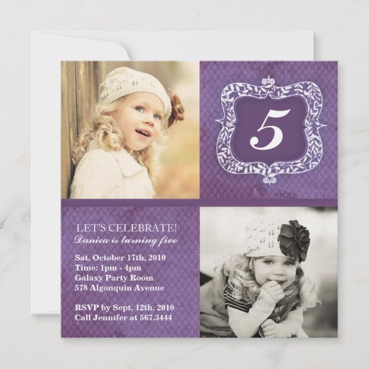 かわいいヴィンテージの小さな女の子の誕生日の招待状 招待状 (正面)