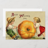 かわいいヴィンテージの感謝祭の挨拶 シーズンカード (正面/裏面)