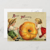 かわいいヴィンテージの感謝祭の挨拶 シーズンポストカード (正面/裏面)