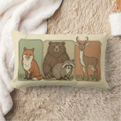 かわいいヴィンテージの森の動物 ランバークッション (ブランケット)