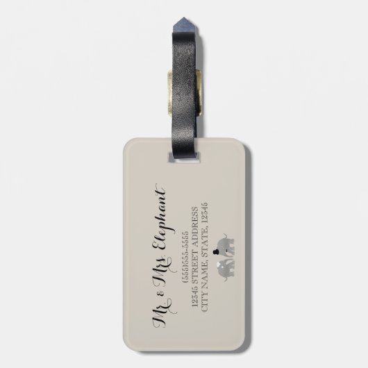 かわいいヴィンテージの氏及び夫人新郎新婦象 ラゲッジタグ (裏面縦)