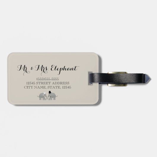 かわいいヴィンテージの氏及び夫人新郎新婦象 ラゲッジタグ (裏面横)