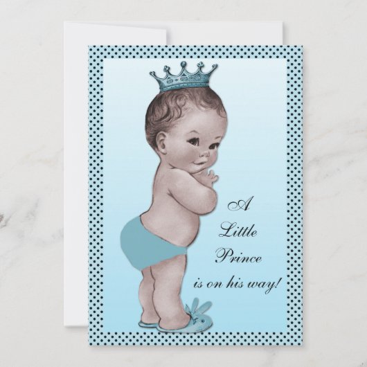 かわいいヴィンテージの王子ベビーシャワー 招待状 (正面)