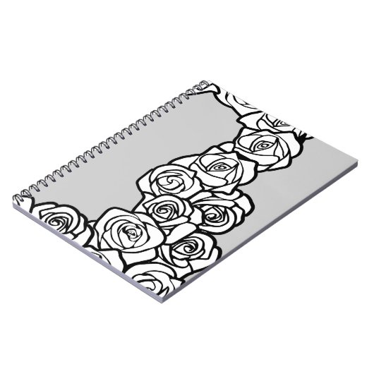 かわいいヴィンテージの白いバラ ノートブック (左側)