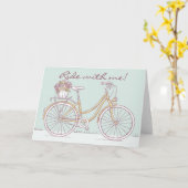 かわいいヴィンテージの自転車の花のバスケットの挨拶状 カード (黄色い花)