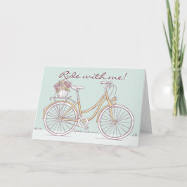 かわいいヴィンテージの自転車の花のバスケットの挨拶状 カード