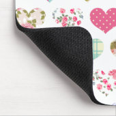 かわいいヴィンテージの花のハートのキルトパターン マウスパッド (コーナー)
