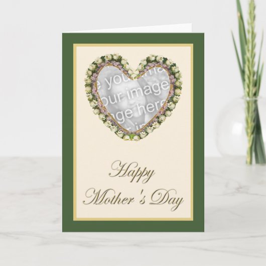 かわいいヴィンテージの花のハートの写真テンプレート カード (正面)