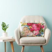 かわいいヴィンテージの花の少女 ランバークッション (椅子)