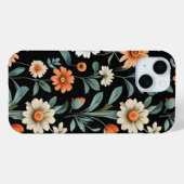 かわいいヴィンテージの花模様(黒) Case-Mate iPhoneケース (裏面 (横))
