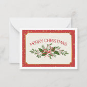 かわいいヴィンテージの赤と緑のクリスマス ポストカード (裏面)