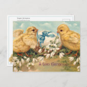 かわいいヴィンテージの雛とイースターエッグ ポストカード (正面/裏面)