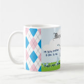 かわいいヴィンテージの青い男の赤ちゃんキャリッジ コーヒーマグカップ (左)