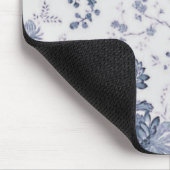 かわいいヴィンテージの青および白い鳥の花柄 マウスパッド (コーナー)