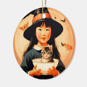 かわいいヴィンテージの魔女 – アジアの子 セラミックオーナメント (左)