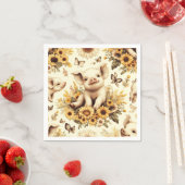 かわいいヴィンテージひまわり豚のパターン スタンダードカクテルナプキン (インサイチュ)