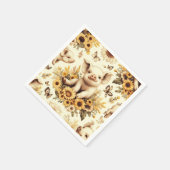 かわいいヴィンテージひまわり豚のパターン スタンダードカクテルナプキン (角)