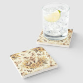 かわいいヴィンテージひまわり豚のパターン ストーンコースター (横)