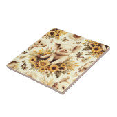 かわいいヴィンテージひまわり豚のパターン タイル (側面)