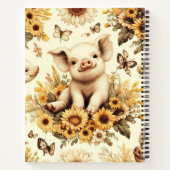 かわいいヴィンテージひまわり豚のパターン ノートブック (裏面)