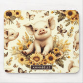 かわいいヴィンテージひまわり豚のパターン マウスパッド (正面)