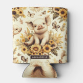 かわいいヴィンテージひまわり豚のパターン 缶クーラー (裏面)