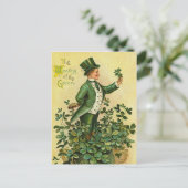 かわいいヴィンテージアイリッシュラッドクローバーサンパトリックの日 シーズンポストカード (スタンド正面)