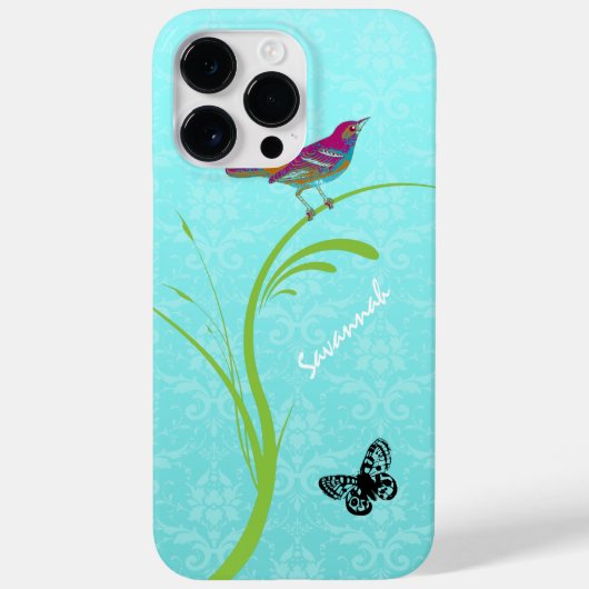 かわいいヴィンテージアクアダマスクカラフルバードバタフライ Case-Mate iPhoneケース (裏面)