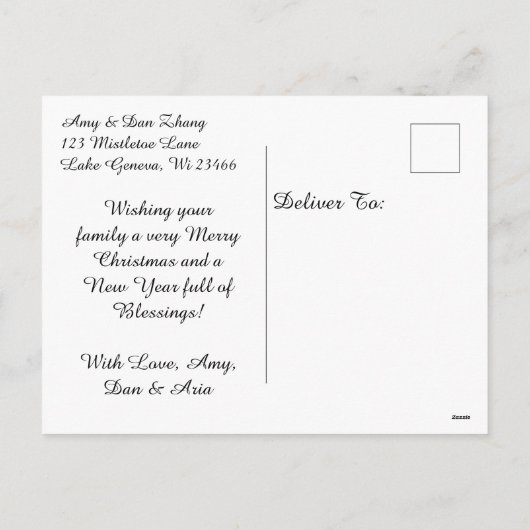 かわいいヴィンテージアジアの子ども2人のクリスマス シーズンポストカード (裏面)