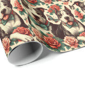 かわいいヴィンテージアメリカンピットブルテリア ラッピングペーパー (ロールコーナー)