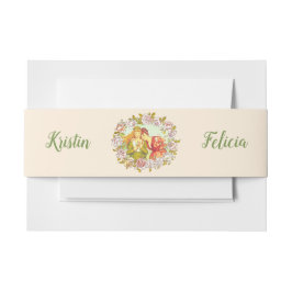 かわいいヴィンテージアールヌーボーLGBTQ二花嫁 招待状ベリーバンド