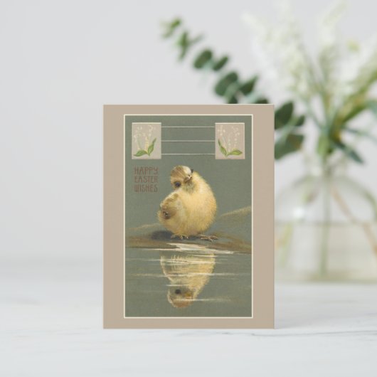 かわいいヴィンテージイエローイースターシック シーズンポストカード (スタンド正面)