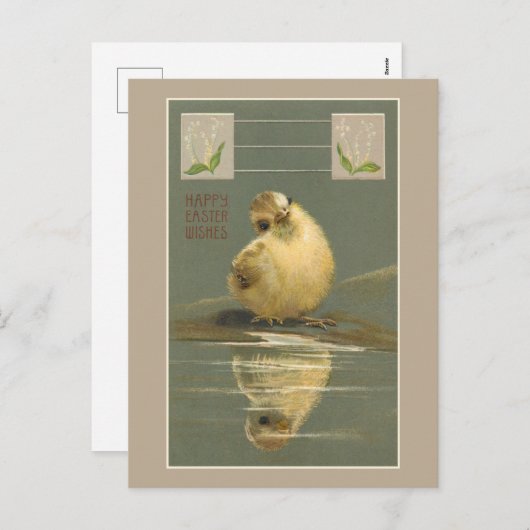 かわいいヴィンテージイエローイースターシック シーズンポストカード (正面/裏面)