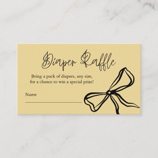 かわいいヴィンテージイエローブラックボウオムツラッフル エンクロージャーカード (正面)