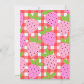 かわいいヴィンテージイチゴのプレイドベビーシャワー 招待状 (裏面)