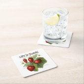 かわいいヴィンテージイチゴの品種の生活は甘い スクエアペーパーコースター (インサイチュ)