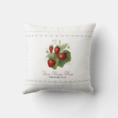 かわいいヴィンテージイチゴ品種あなたの名前を追加 クッション (裏面)