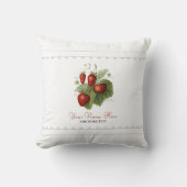 かわいいヴィンテージイチゴ品種あなたの名前を追加 クッション (正面)