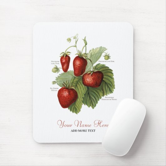 かわいいヴィンテージイチゴ品種あなたの名前を追加 マウスパッド (マウス)