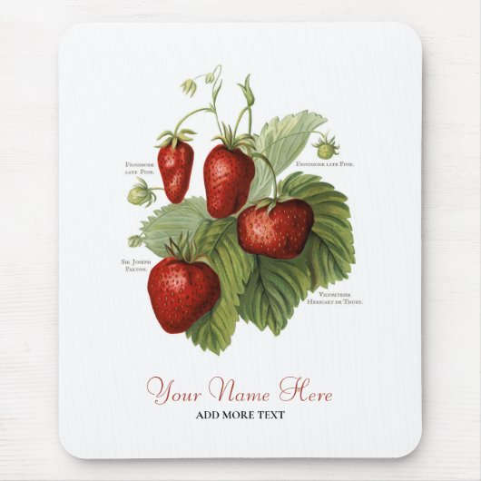 かわいいヴィンテージイチゴ品種あなたの名前を追加 マウスパッド (正面)