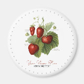 かわいいヴィンテージイチゴ品種あなたの名前を追加 マグネット (正面)