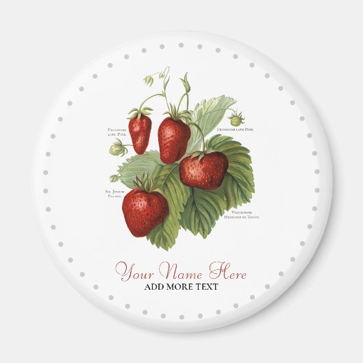 かわいいヴィンテージイチゴ品種あなたの名前を追加 マグネット (正面)